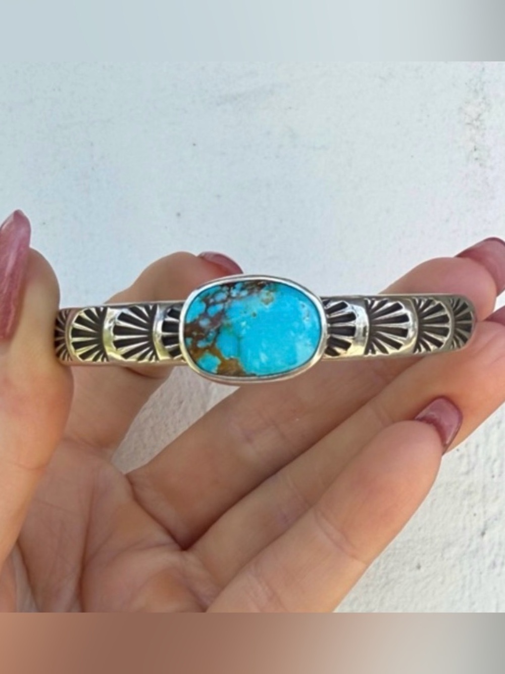 Numi Olive Royston Turquoise Heavyweight Sterling Silver Cuff XS